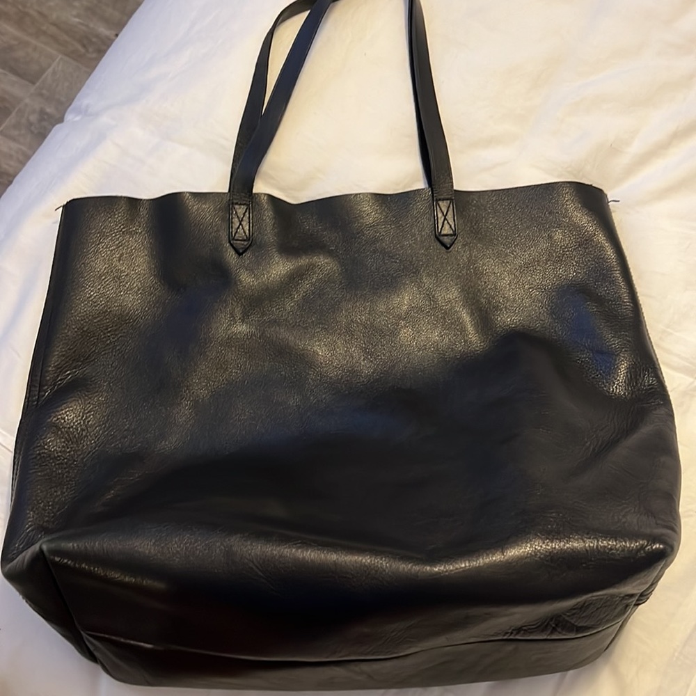 Madewell Black Leather Transport Tote Bag - Picture 4 of 6